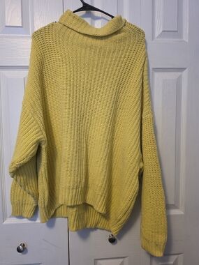 Free People Lemon Yellow Chunky Turtleneck Sweater